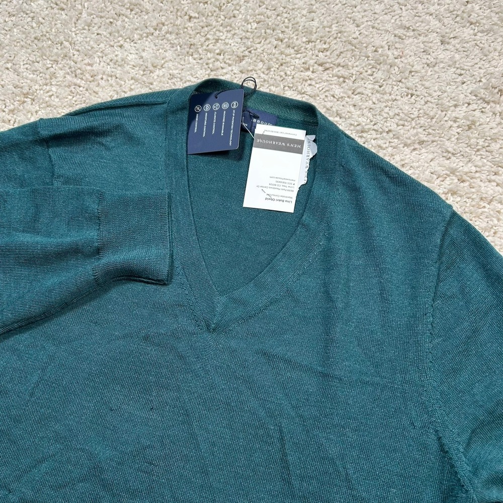 Joseph Abboud V-Neck Sweater XL Teal Green Merino Wool Blend Modern Fit NWT New